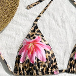 Leopard Print Swimwear Cover Ups String Halter Triangle Bikinis 2026 Mujer Sexy Swimsuits Women Bathing Suit 3 Piece Bikini Set