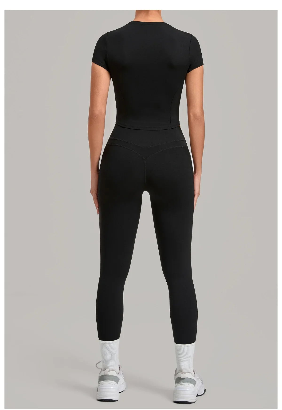 Women's Seamless Yoga Sets Sports Fitness Hip-lifting High Waist Pants Slim Fit Short-sleeve Suits Workout Running Training Sets