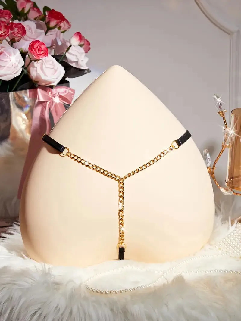Simple Body Thong Garter Panty Metal Chain Porn Design Woman Gstring Panties Erotic Lingerie Women Underwear 1PC Sexy Underpants