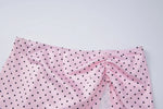 FDYOUI Women's Polka Dot Print Pink Swimsuit Lace-up Bras Panties Split Skirts 3 Pieces Bikinis Sets Bathing Suit Beach Swimwear