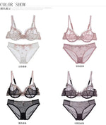 MOYISU Pure Sexy French Ultra-thin Underwire Large Size Bra Set Fat Mm Big Chest Small D Cup Bra Thin Lace Underwear Women