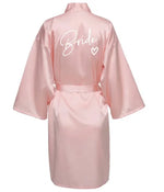 Wedding Party Team Bride Robe With Black Letters Kimono Satin Pajamas Bridesmaid Bathrobe SP001