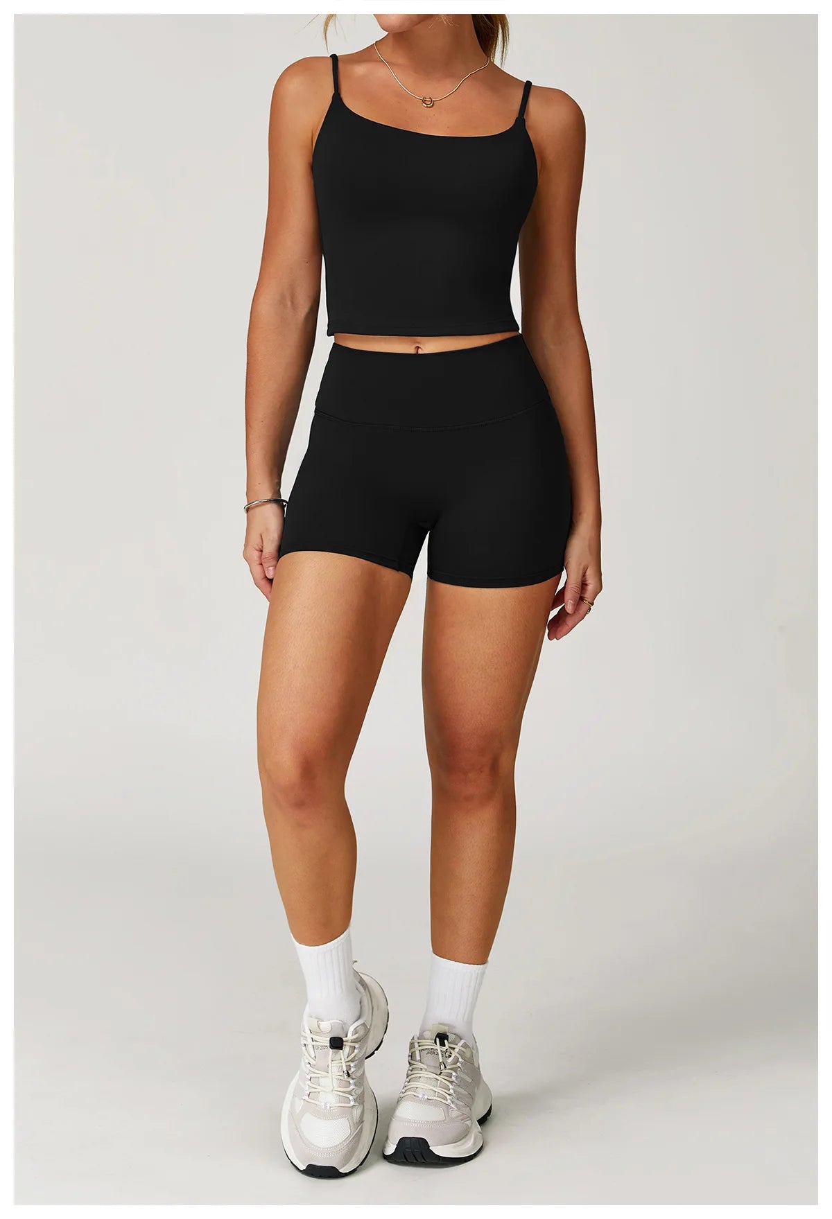 Yoga Shorts Set Women Sports Tank Top with Tight Fitting High Waist Pants Fitness Suit Summer Running Exercise Workout Clothes