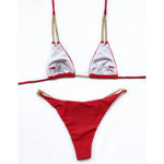 7 Colors Sexy Halter Bikini Female Swimsuit Women Swimwear Two-Pieces Bikini Set Metal Chain Bather Bathing Suit Swim Lady V2362