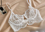 MOYISU French temptation lace big boobs small bra underwear ultra thin set transparent white sensory pure desire underwear