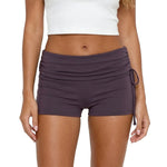 Women Workout Shorts High Waist Foldover Drawstring Bodycon Shorts for Gym Fitness Running Sporty Daily Casual Short Pants