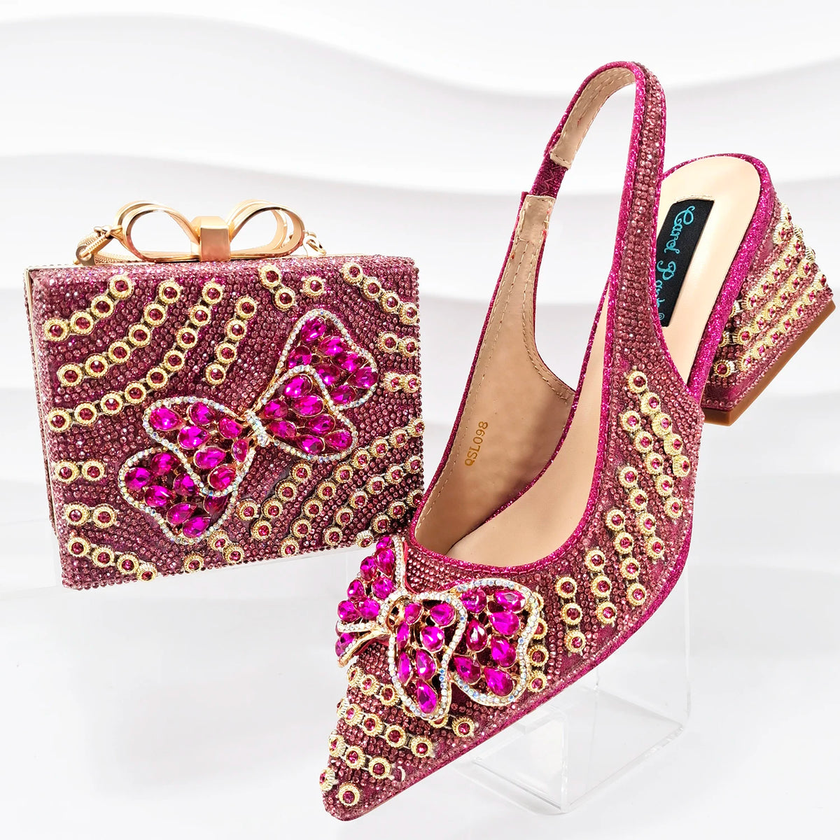 Doershow nice African Shoes And Bag Matching Set With GOLD Hot Selling Women Italian Shoes And Bag Set For WeddingHKK1-17