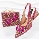 Doershow nice African Shoes And Bag Matching Set With GOLD Hot Selling Women Italian Shoes And Bag Set For WeddingHKK1-17