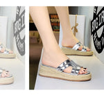Spring 2025 Women's Slippers Hollow Out Strap Waterproof Thick Heel Woven Rope Country Style Slip-On Shoes Polyurethane Material