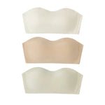 3Pcs/Set Women Strapless Bandeau Bra Removable Straps Seamless Wireless Multi‑Hook Back Closure Bra For Multi‑way Wearing