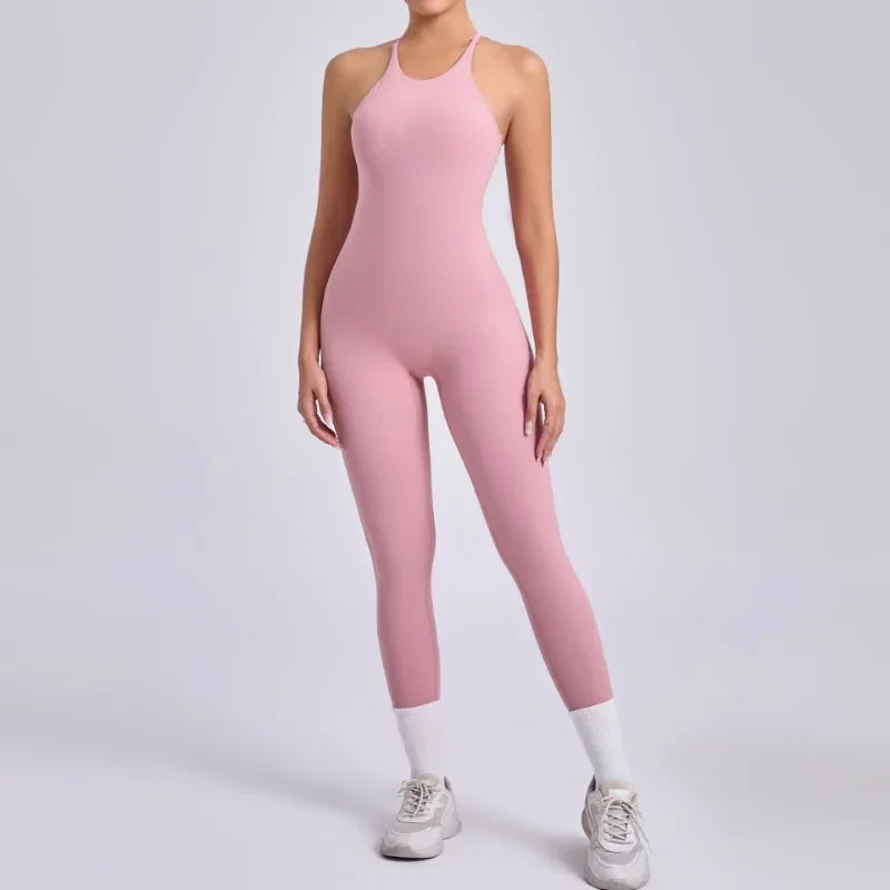 Women's Yoga Jumpsuits Sports Fitness Hip-lifting Cross Beauty Back Adjustable Straps One-piece Training Workout Gym Bodysuits