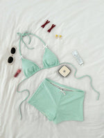 Sexy Blue Plaid Bikini Set 2026 Women Bow Strap Bandage Push Up High Waist Panties Swimsuit Beach Bathing Suit 2 Piece Swimwear