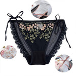 Lace-up Briefs Transparent Lace Panties Women Lingerie Sexy Underwear Low Waist Ropa Mujer Floral Embroidery Lenceria Femenina