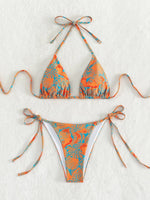 Sexy String Bikini 2024 Two Pieces Print Swimsuit Female Swimwear Women Thong Bikinis Set Bather Beachwear Bathing Suit Pool