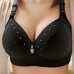 Gathered Side Collection Lifting Underwear Breasts Brassiere Large Size Bra Full Cup Underwear Brassiere No Steel RingBra