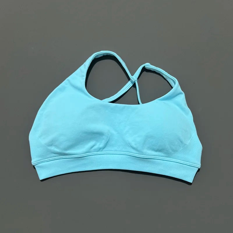 HISTELLO Impacts Asymmetric Sports Bra Women Seamless Yoga Underwear Adjustable Backless Halter Top Workout Running Gym Bra