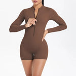 Women's Yoga Jumpsuits Sports Fitness Backless Half Zipper Peach Hip-Lifting Naked Feel Gym Running Workout One-Piece Bodysuits