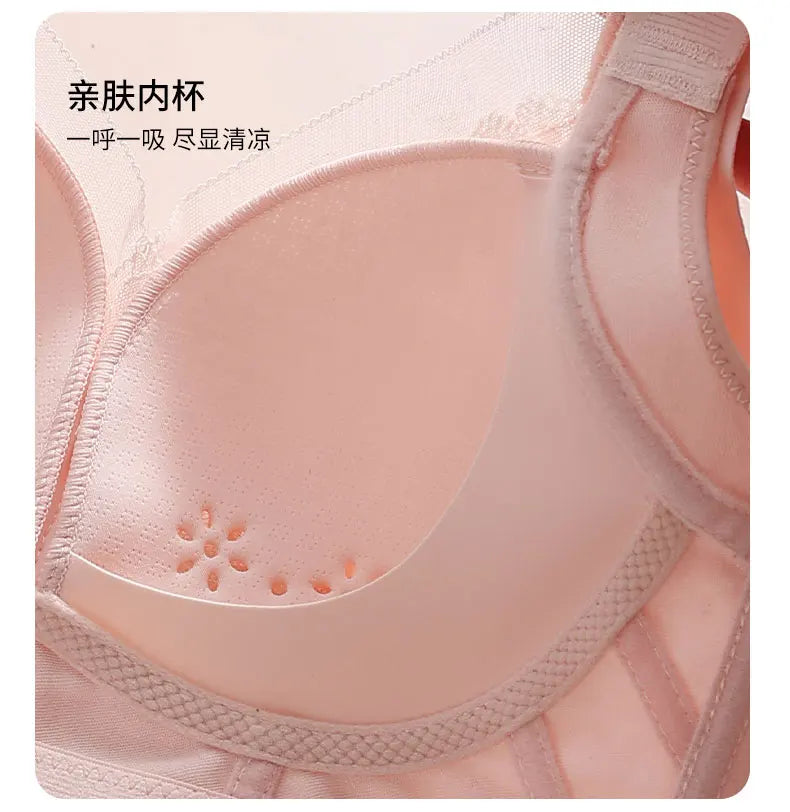 Spring And Summer New Five-breasted Thin Hole Cup Breathable Bra Without Underwire, Breast-proof Sagging Underwear Looks Thin Bh