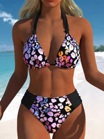 Vintage Black Polka Dot Print Bikini Set 2026 Women Tie Strap Push Up Bra Hollow Out High Waist Swimsuit Bathing Suit Swimwear