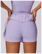 Sports Tennis Short Skirt Women's Summer Pleated Fake Two-piece Quick Drying Skort Fitness High Waist Pocket Yoga Running Skirts
