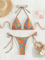 Sexy String Bikini 2024 Two Pieces Print Swimsuit Female Swimwear Women Thong Bikinis Set Bather Beachwear Bathing Suit Pool