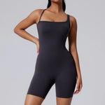 Sexy Fitness Yoga Jumpsuit Women Sleeveless Slim Playsuit Pleated Hollow Running Scrunch Shorts Romper One Piece Sports Suit