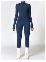 Zipper Workout Jumpsuit Sports Overalls Women Gym Clothing Running Long Sleeves Fitness Gym Tracksuit Short Sportswear Yoga Set