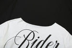 Letter Print Oversized Tees Women Skew Collar Off Shoulders Short Sleeves T-shirt Irregular Hem Hip-hop Style Trend Crop Tops
