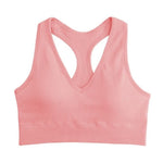 2Pcs/Set Women Deep V Neck Y-Back Padded Tank Bra Rib Cropped Tank Bralette Racerback Strap Daily Inner Top One Size Underwear