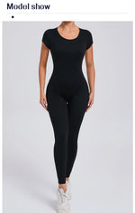 One-piece Yoga Padded Backless Suit Female Rompers Quick Dry Yoga Clothing Workout Bodysuits Scrunch Sports Jumpsuit Women