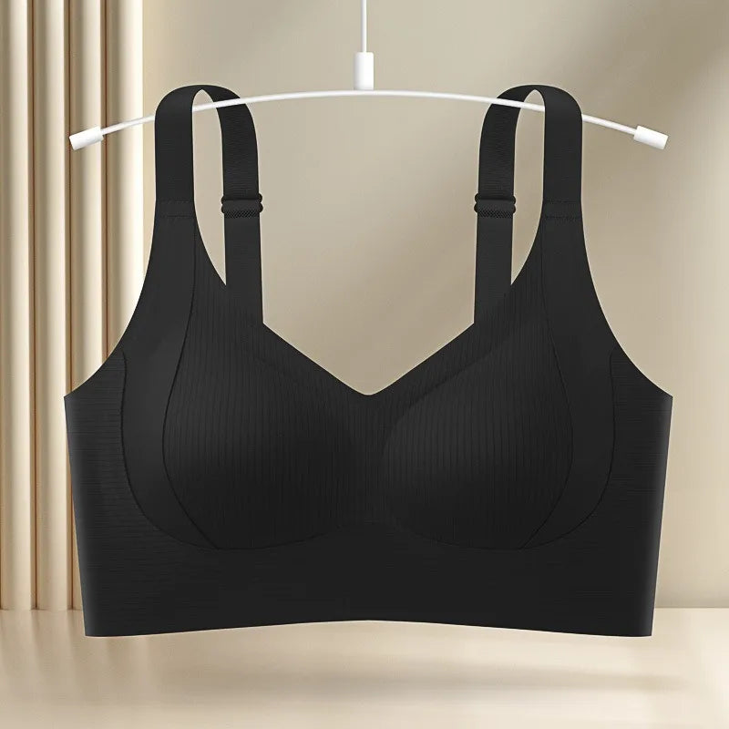 Seamless Push-Up Bras For Women Non-wire V-neck Bra Padded Underwear Sexy Lingerie Adjustable Wide Straps Intimates M-4XL