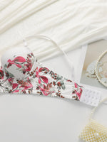 Floral Print Push Up Corset Bra For Women Sexy Longline Bustier Top Underwire Lingerie With Adjustable Straps B6060