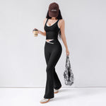Women's CrossFlow Set: Open Back Top & 8' Shorts W/Second-Skin Fit & Run-Ready Yoga Trim