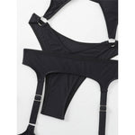 Sexy Tummy Cut Out Halter With Garter One Piece Swimsuit Women Swimwear Female High Leg Cut Bather Bathing Suit Swim Lady V4415