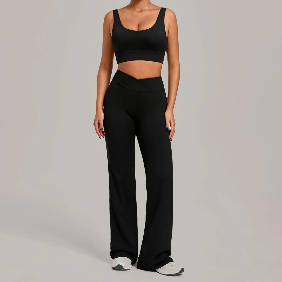 Women's Seamless Yoga Sets Sports Fitness Hip-lifting High Waist Flared Pants Backless Bra Suits Training WorkoutLeggings Sets