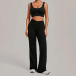 Women's Seamless Yoga Sets Sports Fitness Hip-lifting High Waist Flared Pants Backless Bra Suits Training WorkoutLeggings Sets