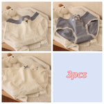 3pcs Soft Cute Floral Cotton Panties for Girls School Style Lace Trim Antibacterial Crotch Triangle Briefs Sweet Underwear