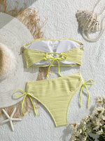 Sexy Bandeau Bikini Set 2025 Women Black Shell Starfish Push Up Drawstring Side High Waist Swimsuit Beach Bathing Suit Swimwear