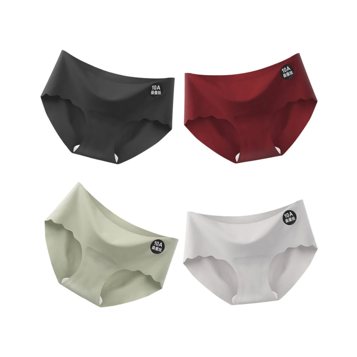 4Pcs/Set Ice Silk Panties Women Low-Waist Stretch Briefs Female Underpants Sexy Lingerie Solid Color Invisible Intimates M-XL