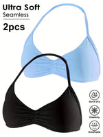 Seamless Sexy Open Back Gym Yoga Crop Top Women Halter Sports Bra Push Up Strappy Padded Workout Tank Tops