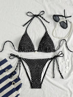 Sexy Purple Polka Dot Print Bikini Set Women Shell Pleate Push Up Bra Bandage Thong Swimsuit 2026 Summer Bathing Suit Swimwear