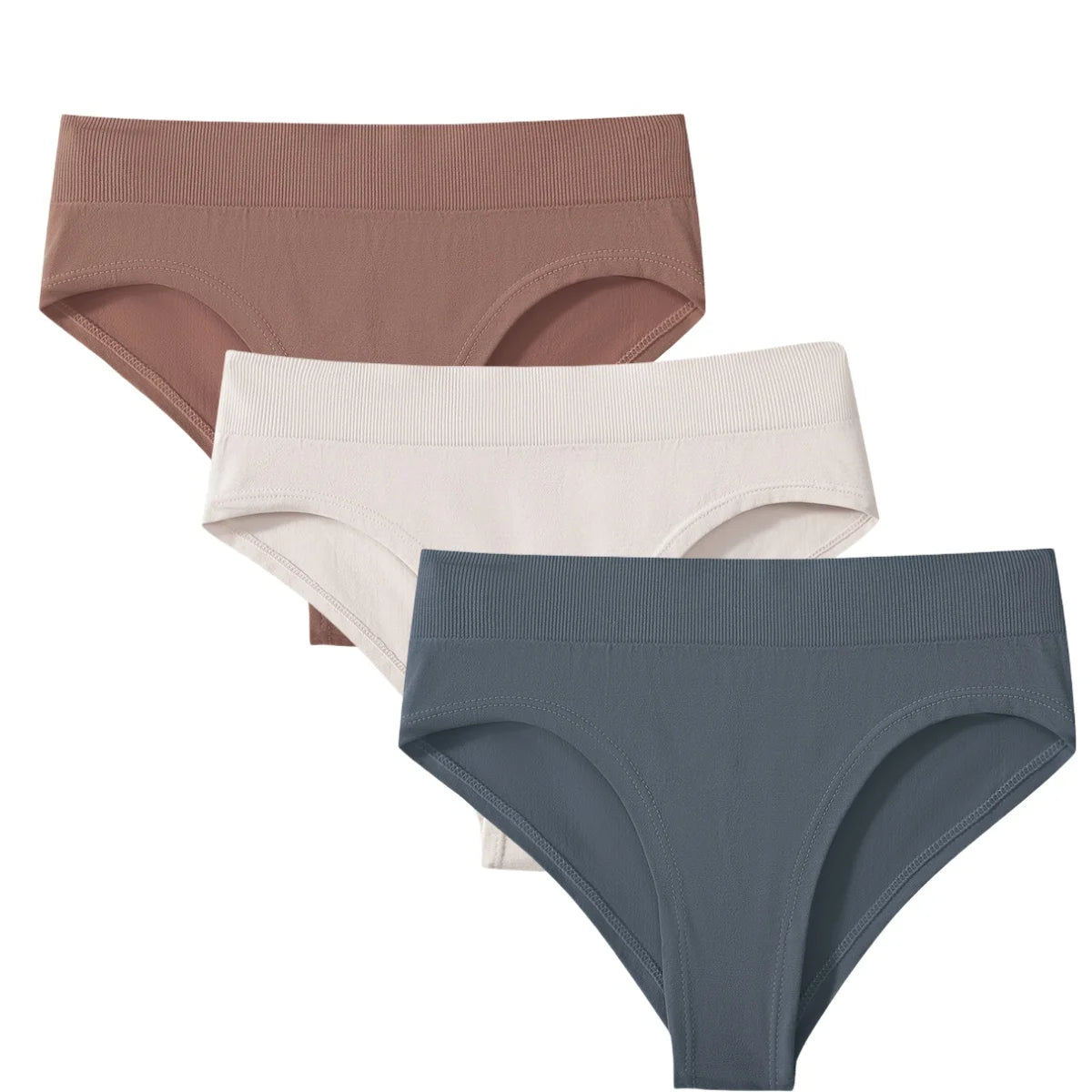 3Pcs/Set High Rise Briefs Women Classic Panties Female Underpants Solid Color Panty Plus Size Underwear Sexy Lingerie S-3XL