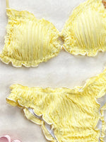 Light Blue Ruffled Edge Swimwear Sexy String Bikinis Sets Swimsuit Woman 2026 Ring Bathing Suit Holiday Brazilian Bikini Mujer