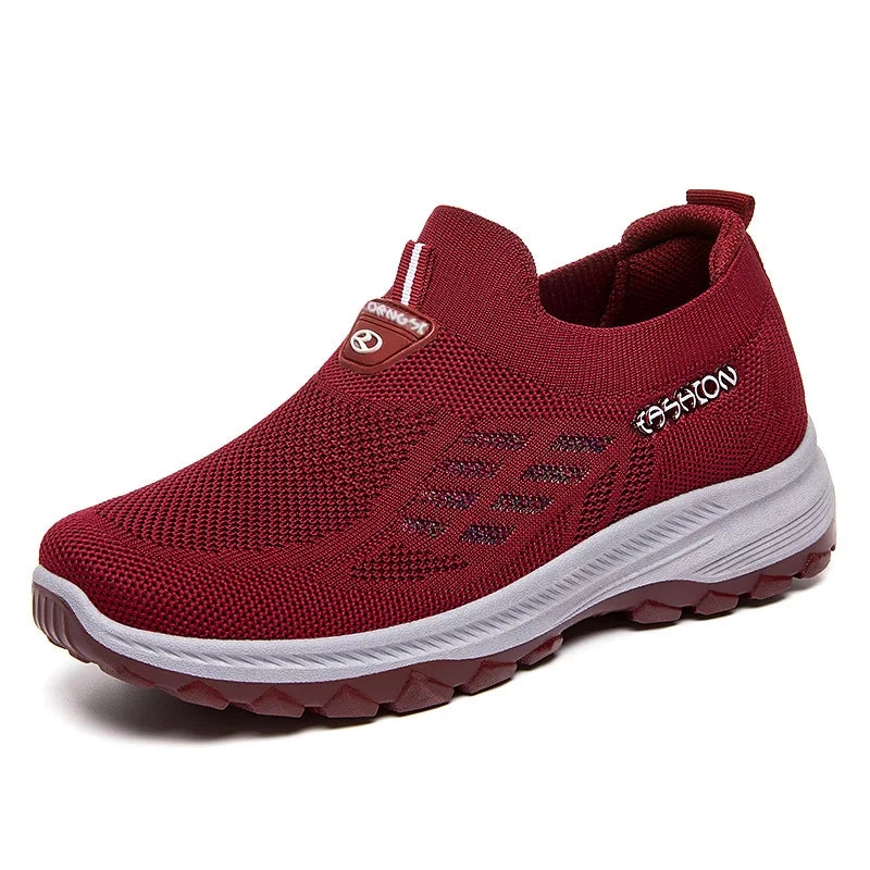 Women Vulcanized ShoesHigh Quality Breathable Mesh Women Sneakers Soft Slip On Flats Shoes Women Loafers Walking Flat