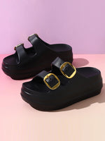 Women's Slippers Solid Color One LineThick Soles Anti Slip and Wear-resistant Fashionable Simple Indoor Outdoor Beach Sandals