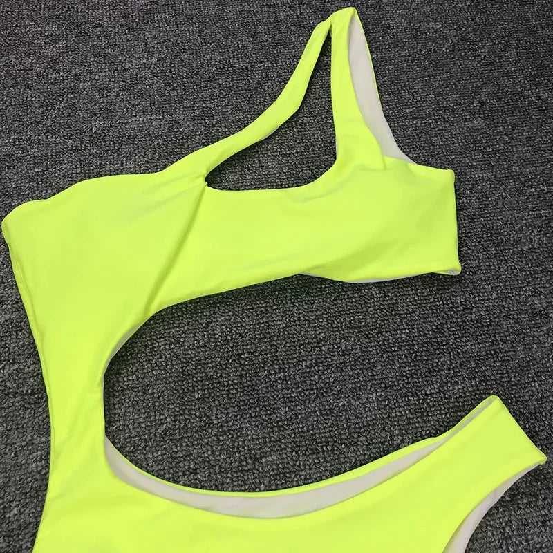 2026 Asymmetric One Shoulder Women Swimwear One Piece Swimsuit Female Monokini Bather High Cut Out Bathing Suit Swim Bodysuit