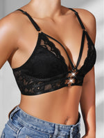 1pcs Fashion Sexy Lace Women's Bras Floral Sexy Lingerie No Pad 3/4 Cup Wire-Free Female Underwear Black Breathable Brassiere