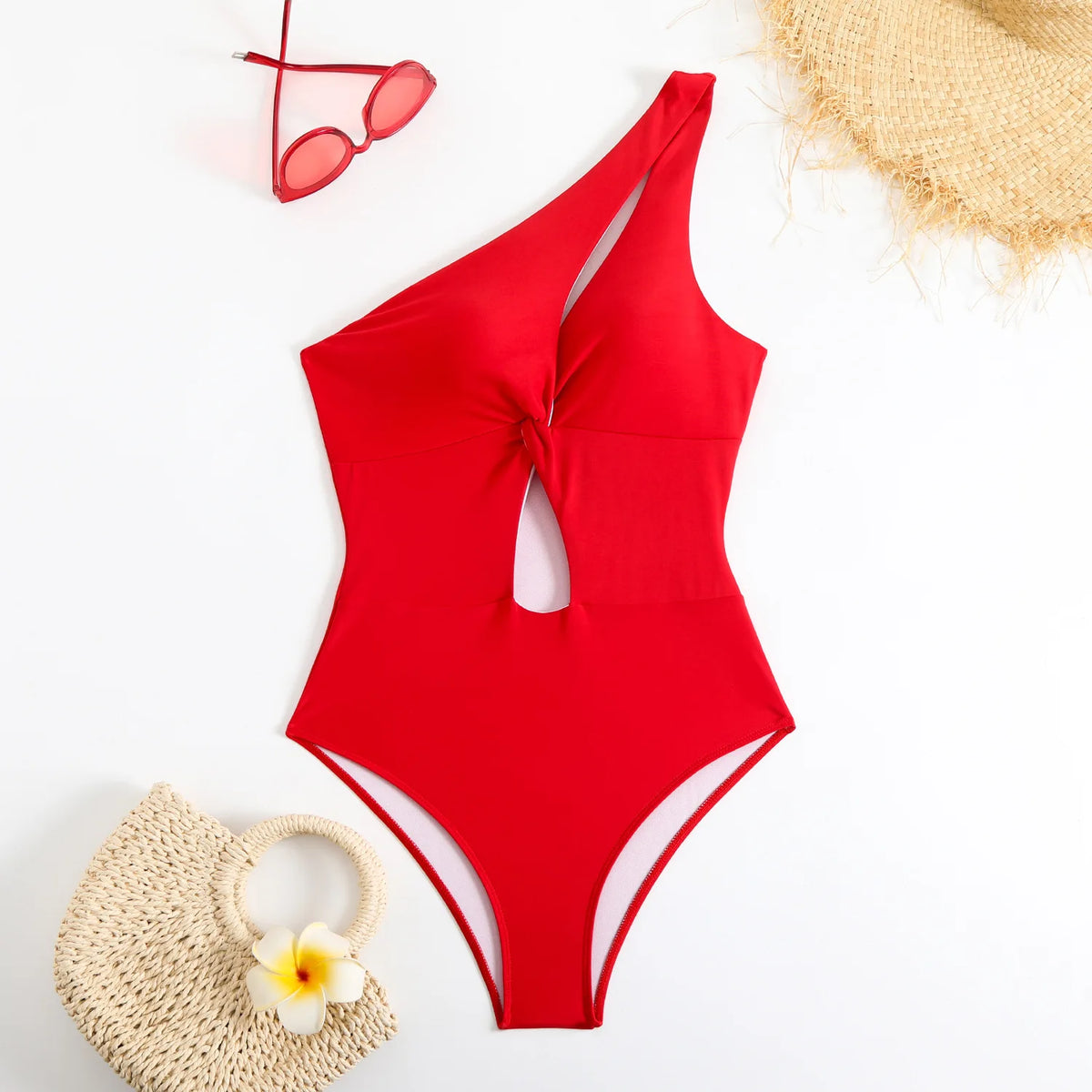 Vintage Black Swimwear Women 2026 Sexy One Shoulder Front Cross Hollow Out Slim One Piece Swimsuit Beach Bathing Suit Monokini