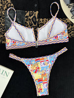 Ribbed Polka Dot Bikinis V-Bar Underwired Bikini Women Swimwear Female Swimsuit Two Pieces Bikini Set High Cut Bathing Suit Swim