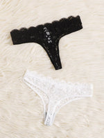 Transparent lace sexy women's thong black and white two pairs of women's underwear invisible underwear bikini A360